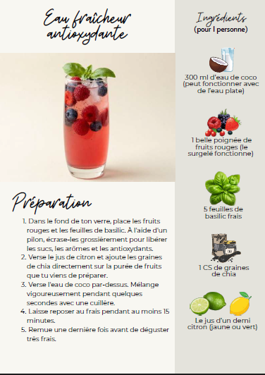 Recette Eau fraîcheur antioxydante