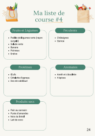 Page de liste de courses
